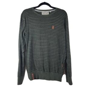 Naketano Men's‎ Sweater Large Knit Crew Neck Shirt Green Pullover Logo Cotton